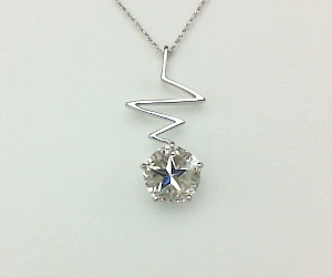 Texas topaz Lone Star Cut - Zigzag pendant with diamond