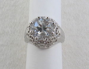 Filigree ring with large Mason County Texas topaz Lone Star Cut